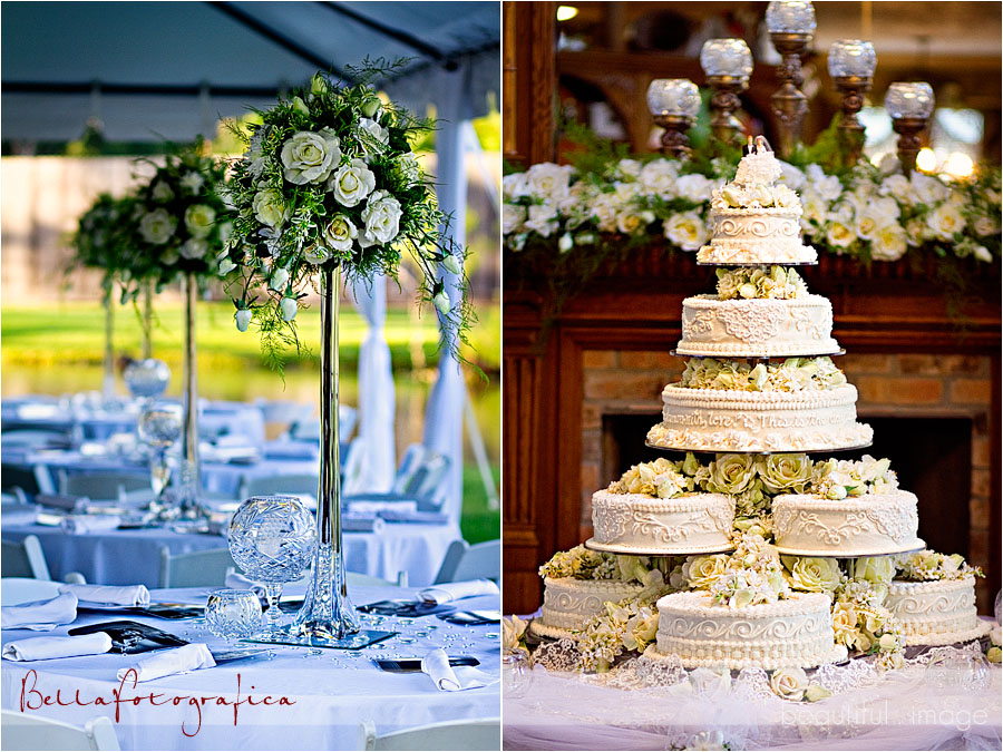 Some more of their amazing white rose centerpieces and cake