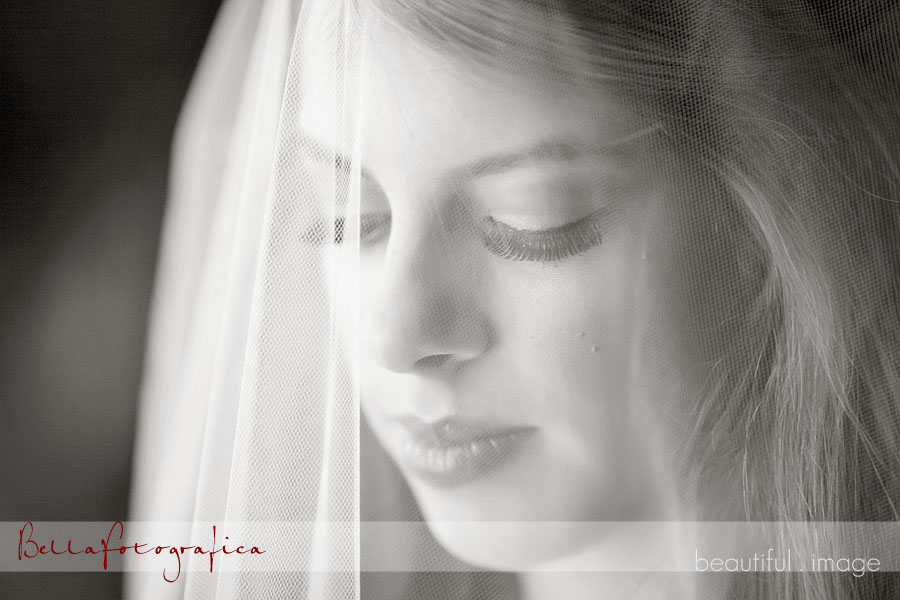 black and white bridal veil detail
