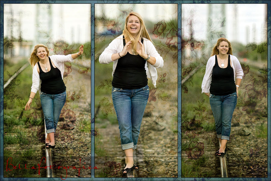 beaumont senior pictures on the railroad track