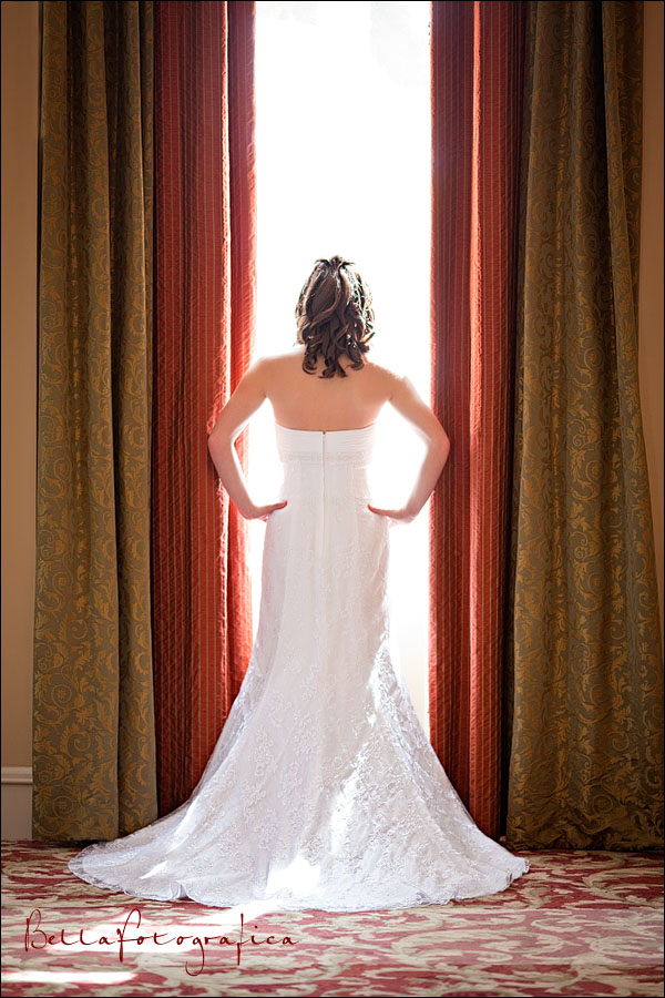 bride with light coming through window