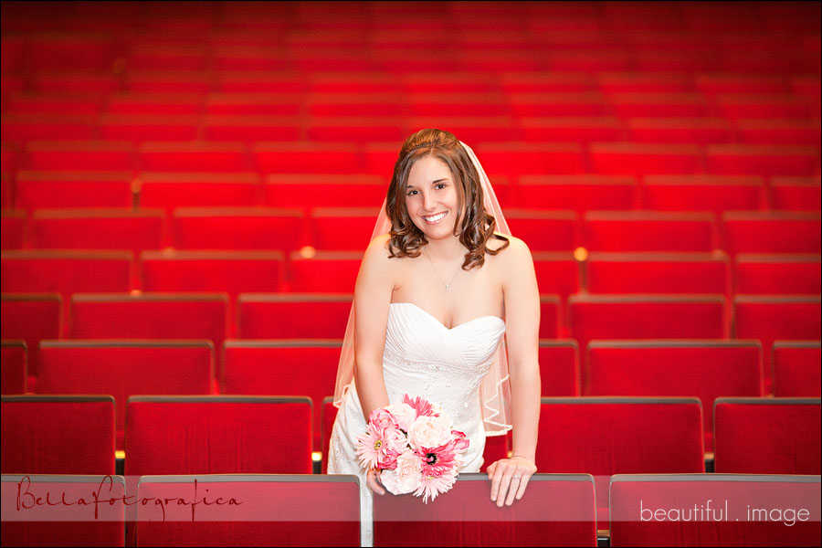 bridal portrait inside theater