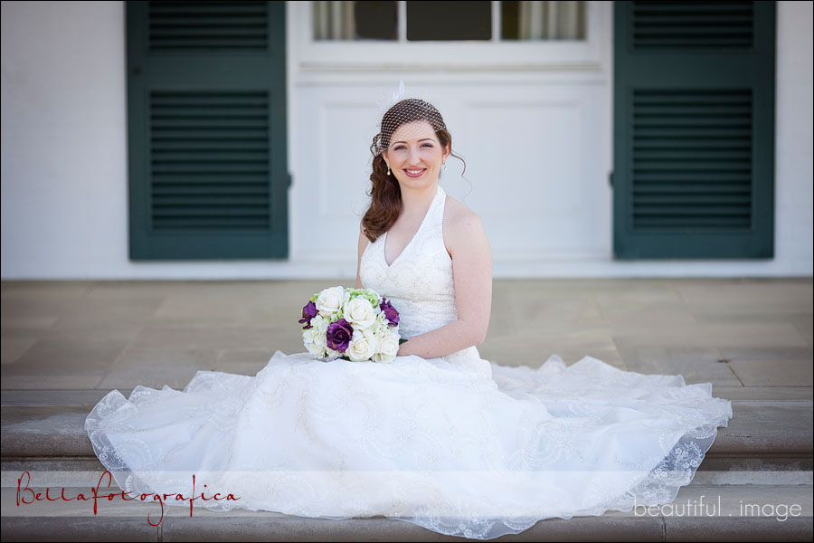 bride outdoors on steps