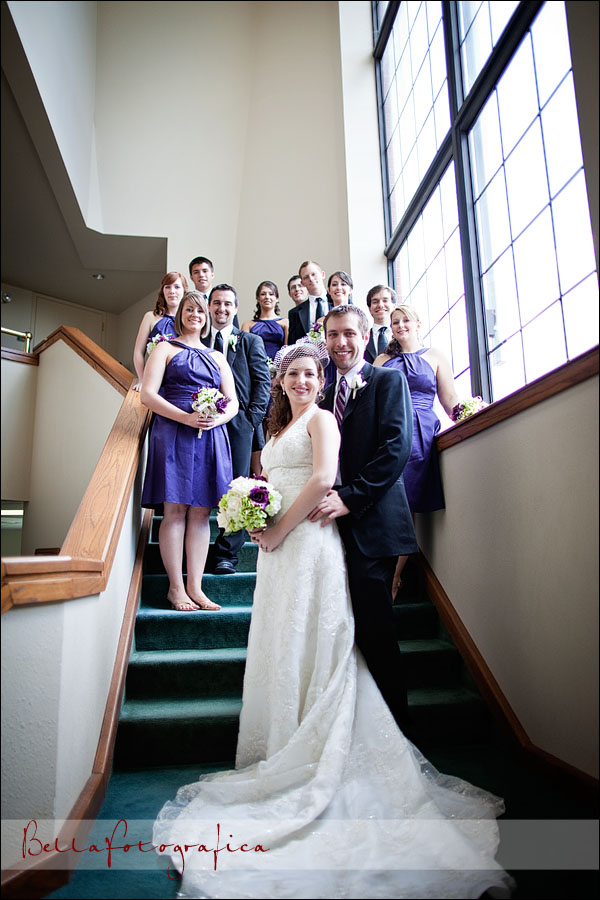 bridal party on stairs