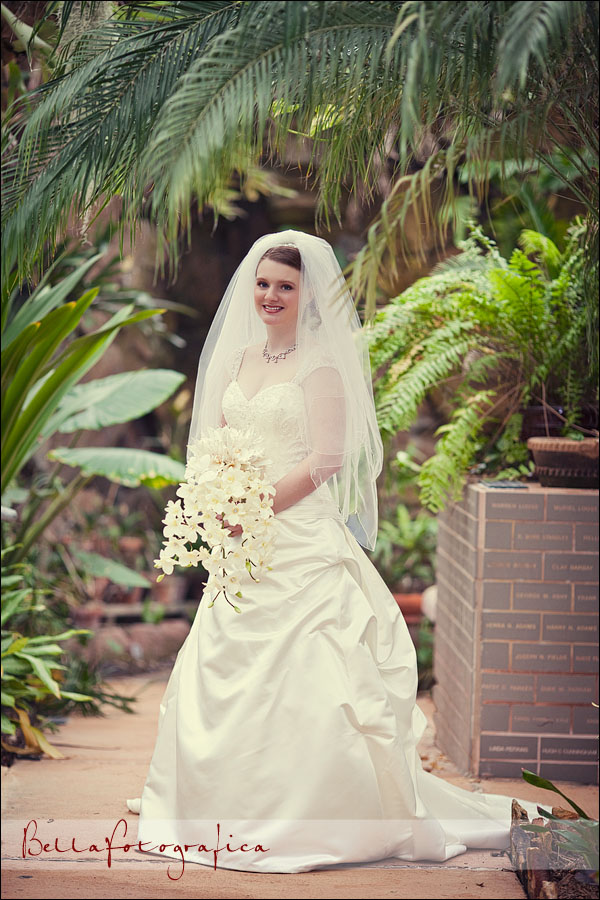 bride in botanical gardens
