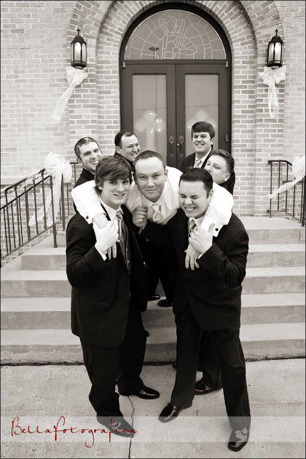 Groom and his men in front of church