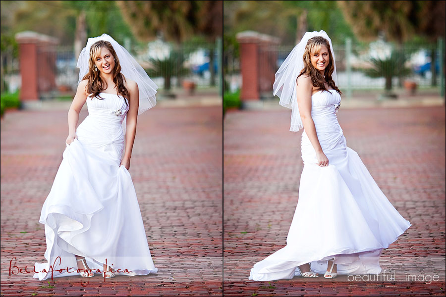 bride swinging dress side to side