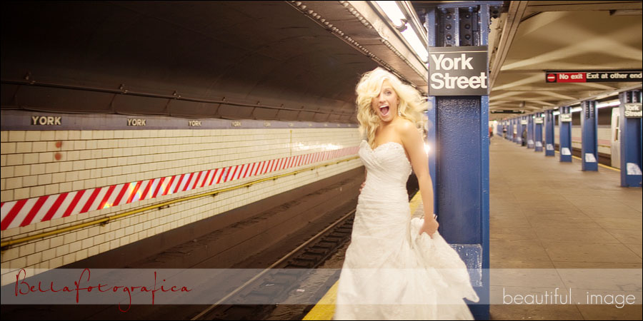 new york subway wedding dress photos