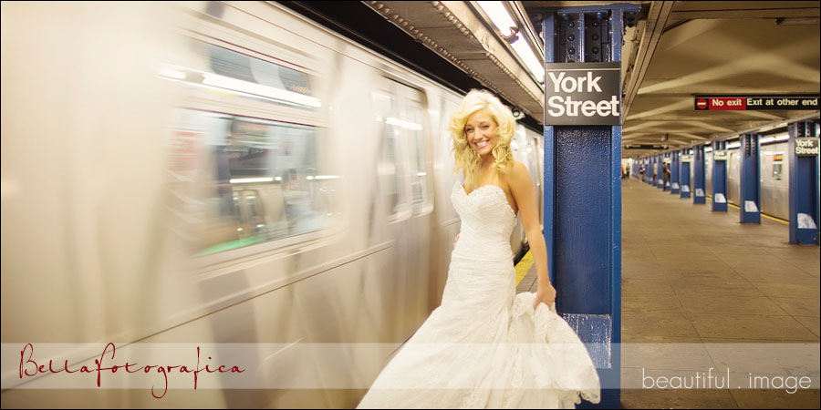 new york subway wedding dress photos