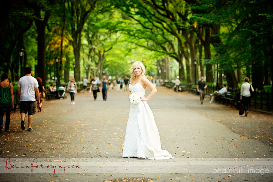 bride on the mall in new yorks central park