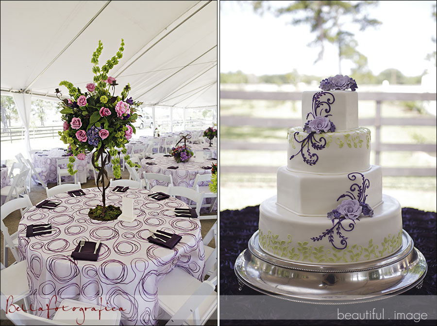 beautiful white with purple paisley wedding cake