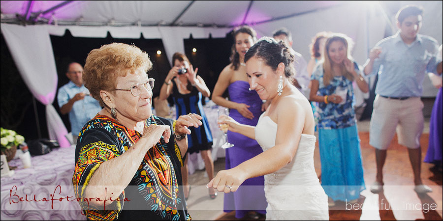 bride and her grandmother dancing at her wedding reception