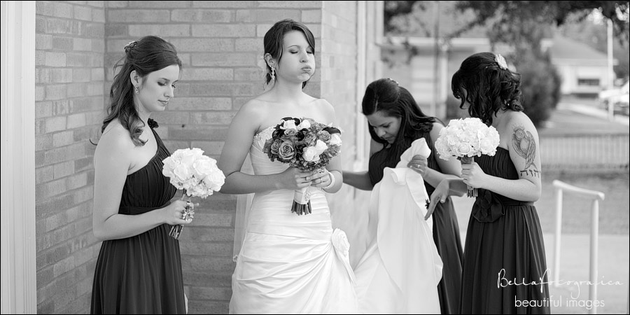 bride and bridesmaids walking to the ceremony