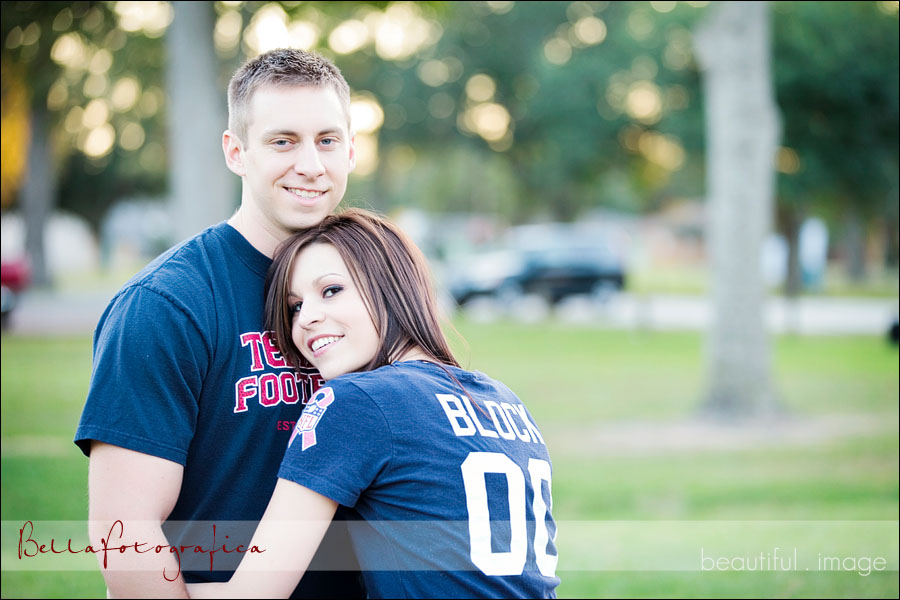 engagement photos in port neches park in personalized houston texans jerseys
