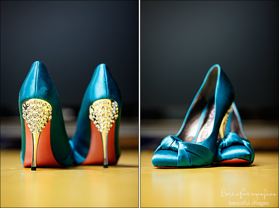turquoise blue wedding shoes with rhinestones
