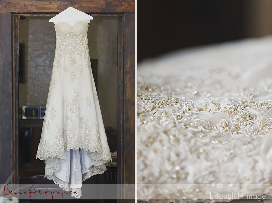 ivory wedding dress and bead detail