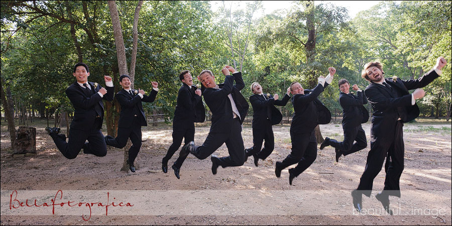 groom and his men jumping