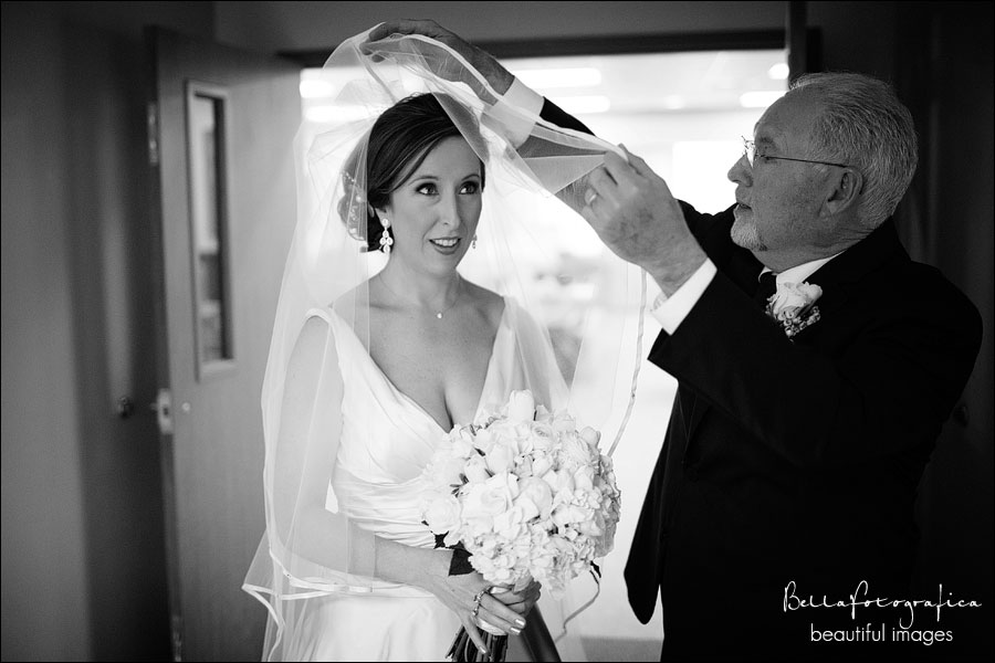 brides dad placing veil